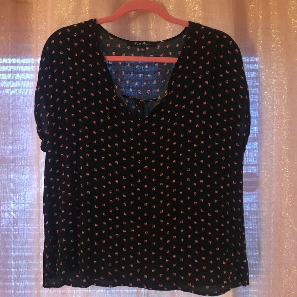 Black with small floral print blouse